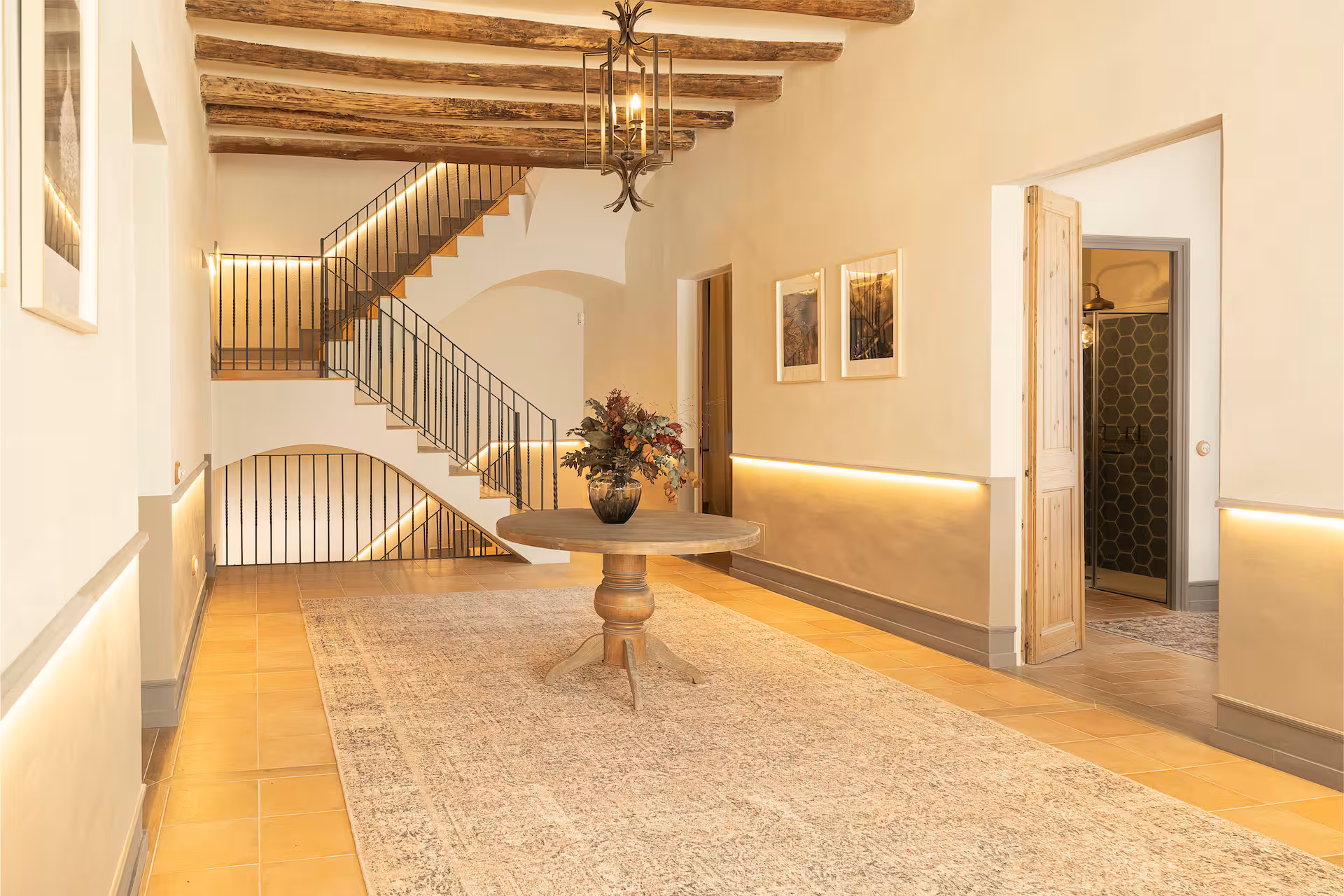 Restful indoor seating area at the Girona retreat